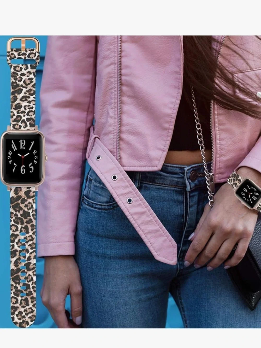 Replacement Smartwatch Bands for ID205 Series - Pink & Leopard Print NIB